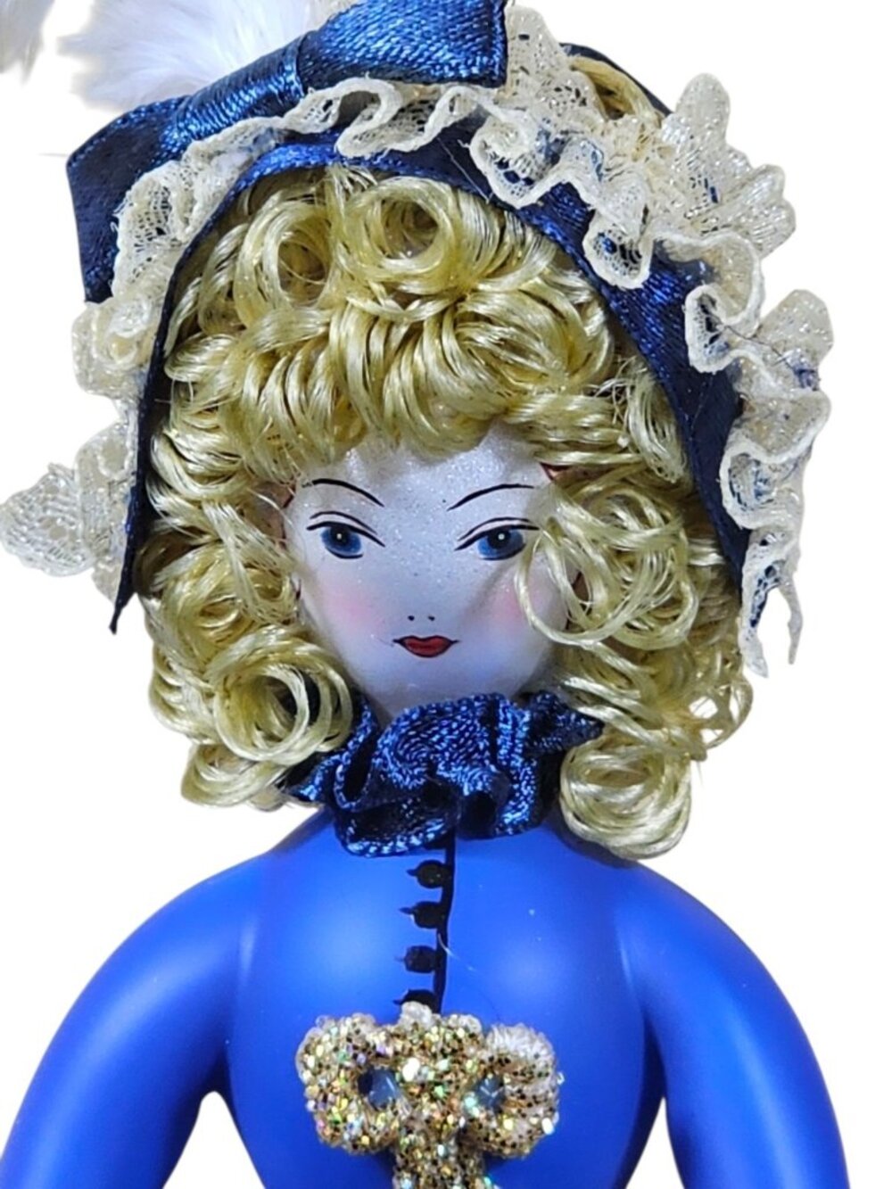 Kurt S Adler BLUE Hand Blown Glass ornament VICTORIAN LADY VTG - Picture 2 of 6